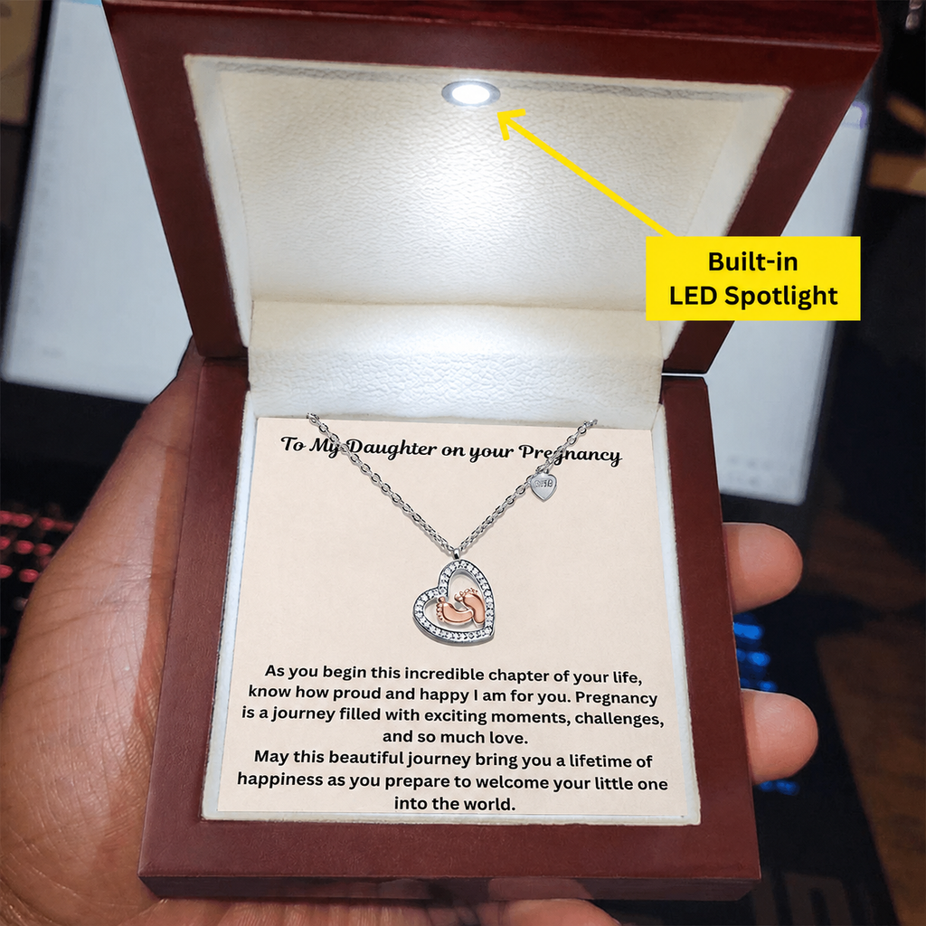 To My Daughter on your Pregnancy baby feet necklace