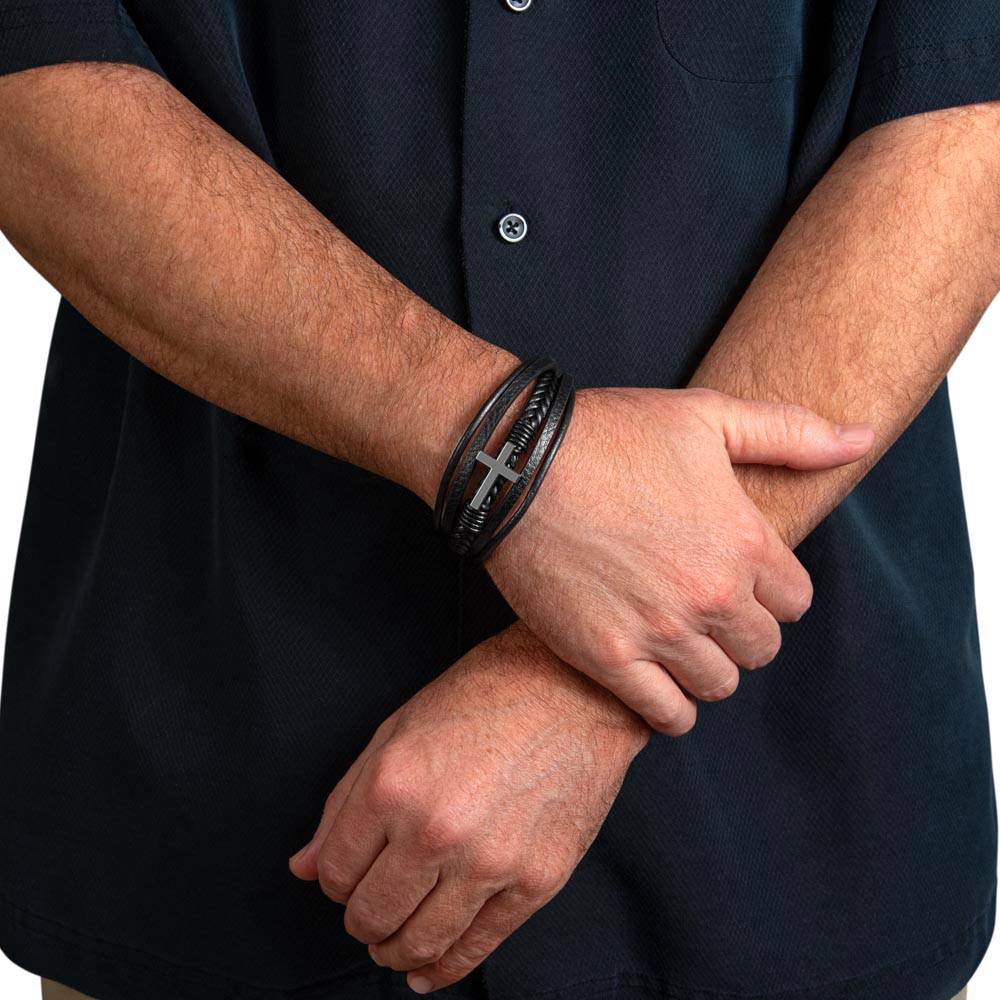 To My Brother Men's Cross Bracelet Gift Set