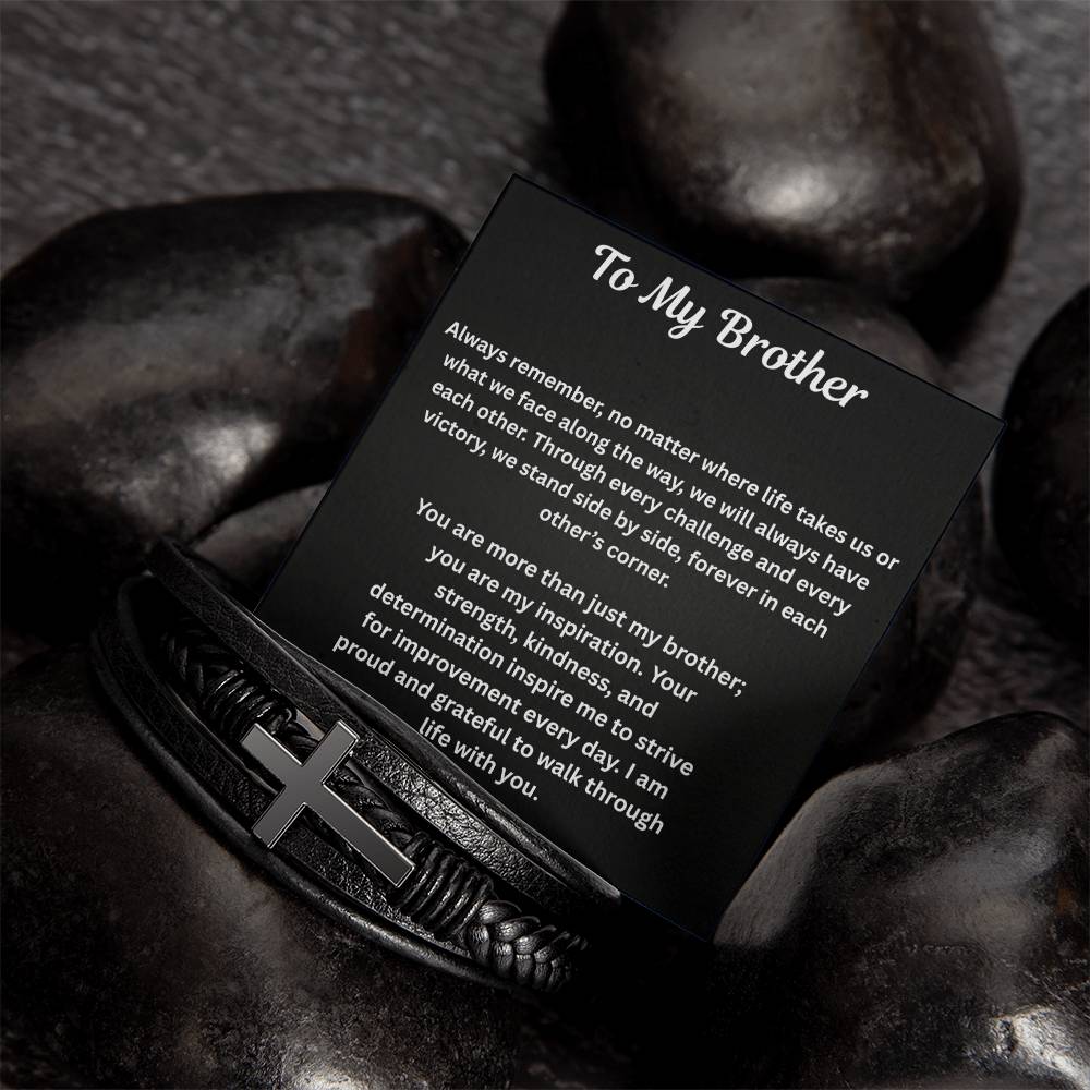 To My Brother Men's Cross Bracelet Gift Set