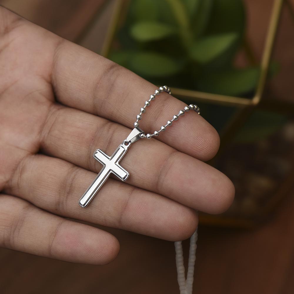 To My Brother Artisan Cross Necklace with Ball Chain