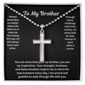 To My Brother Artisan Cross Necklace with Ball Chain