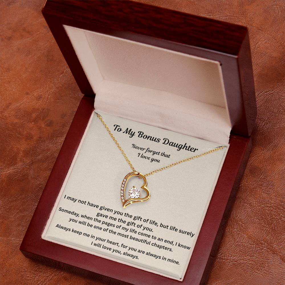 To My Bonus Daughter Never Forget that I love you  forever love necklace