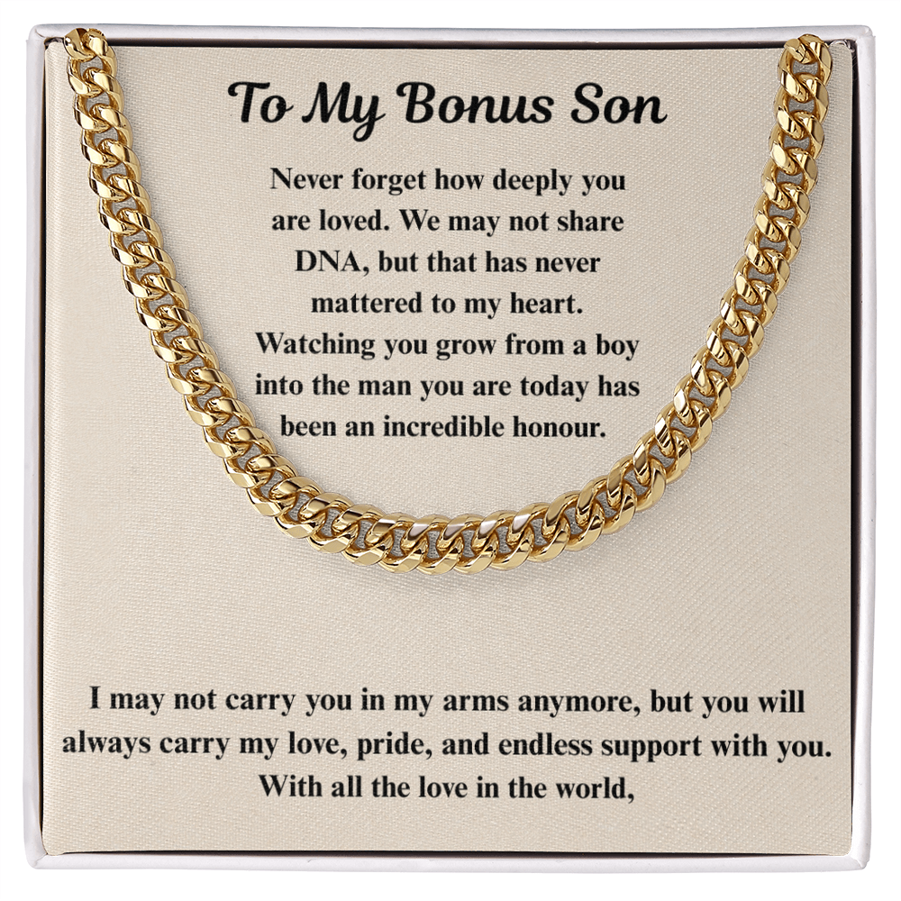 To My Bonus Son  Cuban Link Chain Gift Set