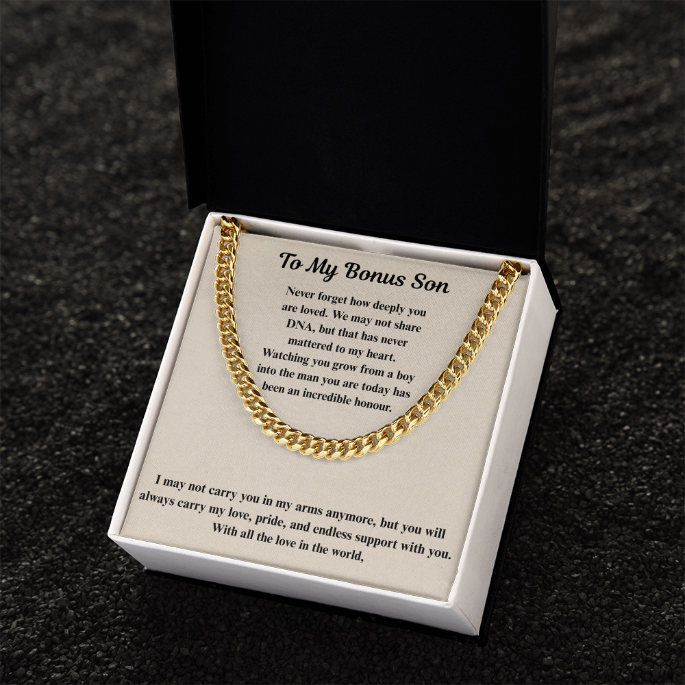 To My Bonus Son  Cuban Link Chain Gift Set