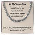 To My Bonus Son  Cuban Link Chain Gift Set