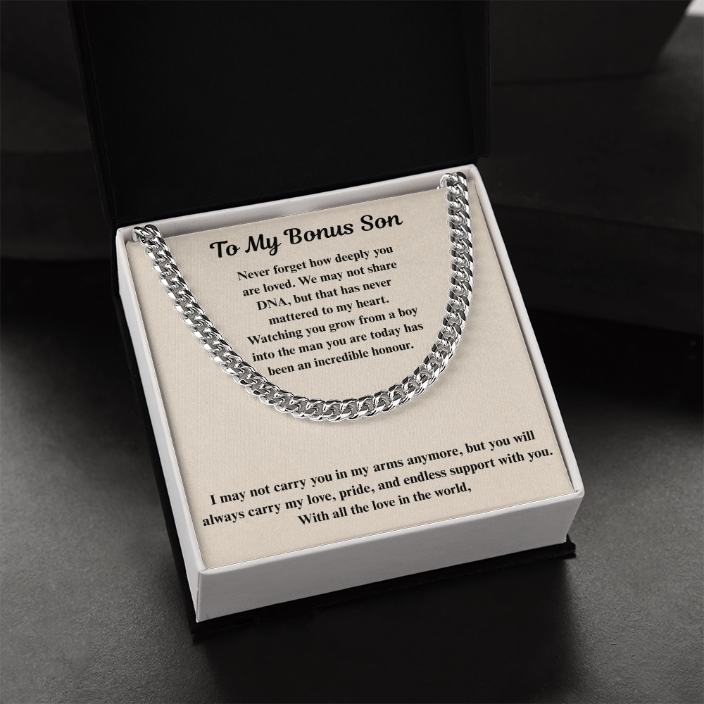 To My Bonus Son  Cuban Link Chain Gift Set