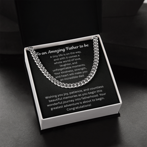 To An Amazing Father To Be Cuban Link Chain Gift Set