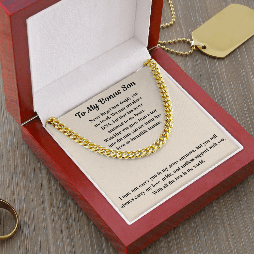 To My Bonus Son  Cuban Link Chain Gift Set