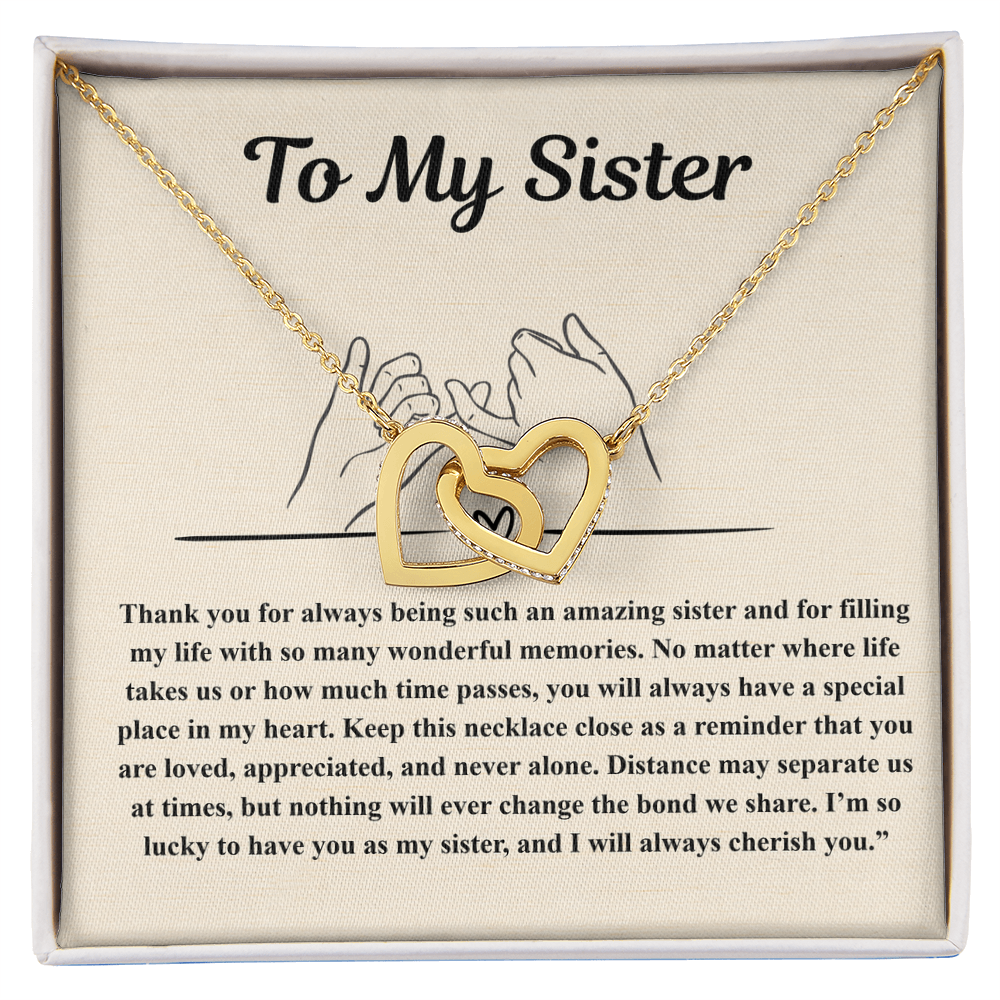 To My Sister Interlocked Hearts Personalised Gift Set