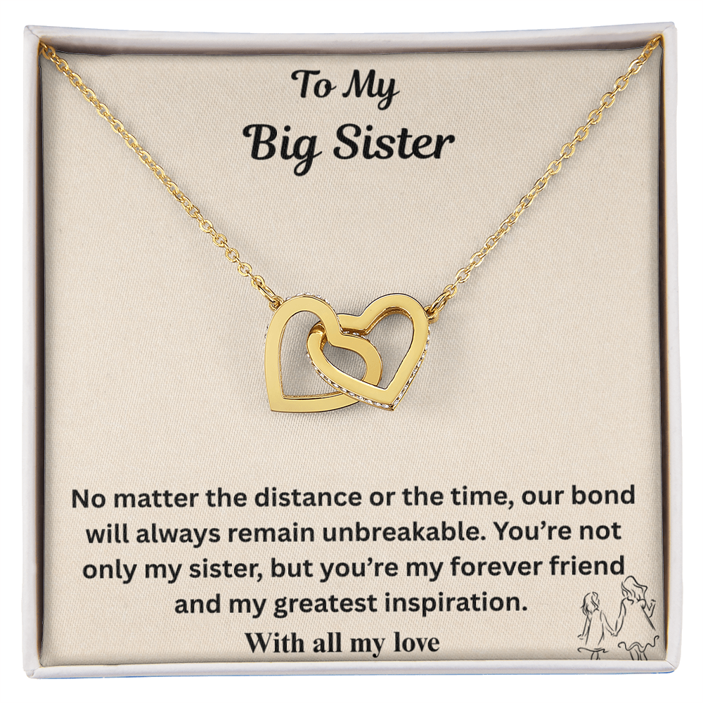 To My Big Sister Interlocking Heart Necklace