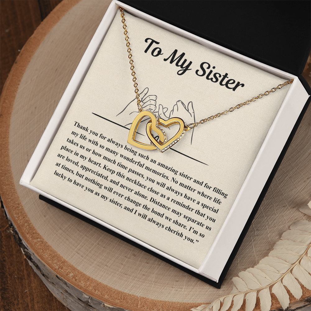To My Sister Interlocked Hearts Personalised Gift Set