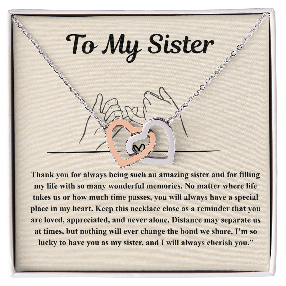 To My Sister Interlocked Hearts Personalised Gift Set