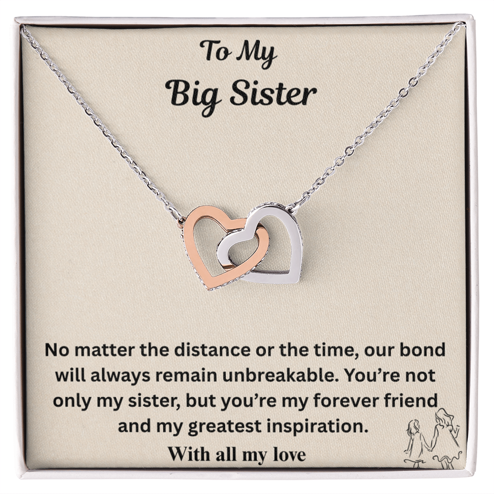To My Big Sister Interlocking Heart Necklace