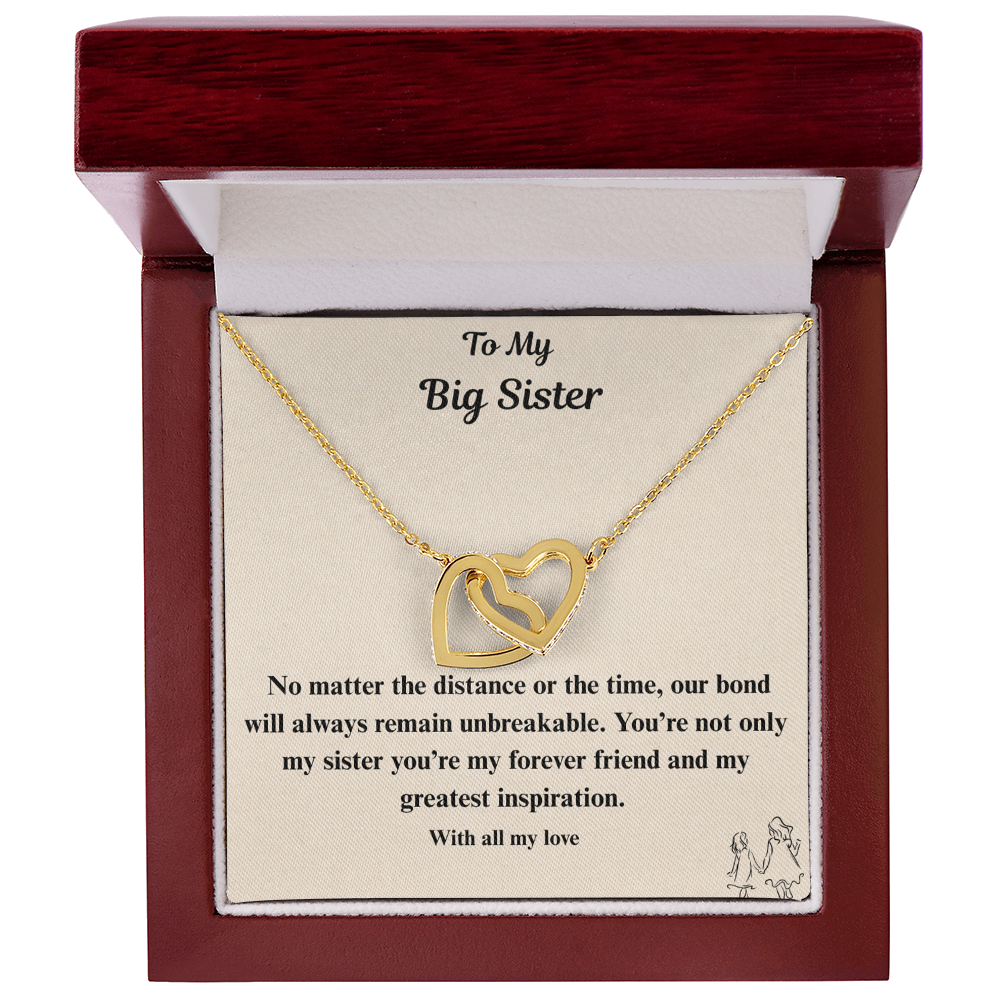 To My Big Sister Interlocking Heart Necklace