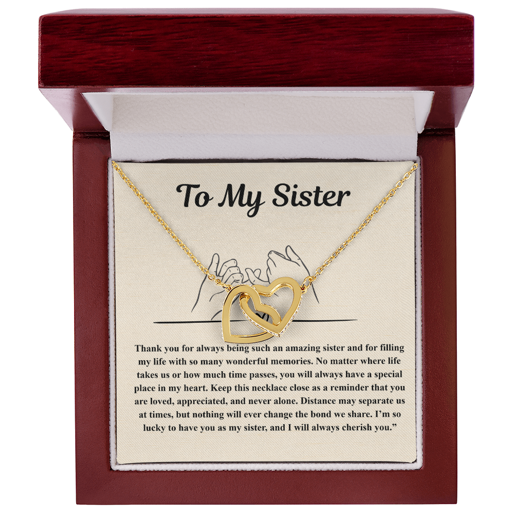 To My Sister Interlocked Hearts Personalised Gift Set
