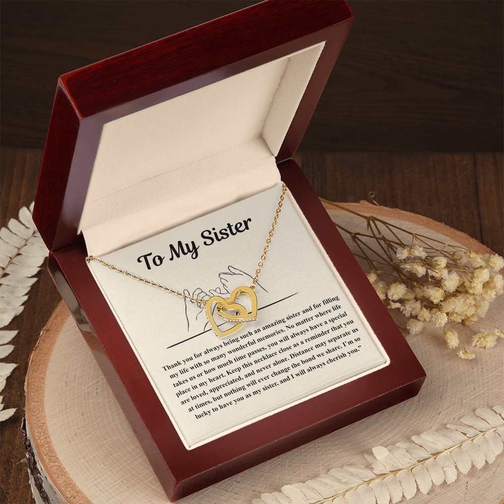 To My Sister Interlocked Hearts Personalised Gift Set