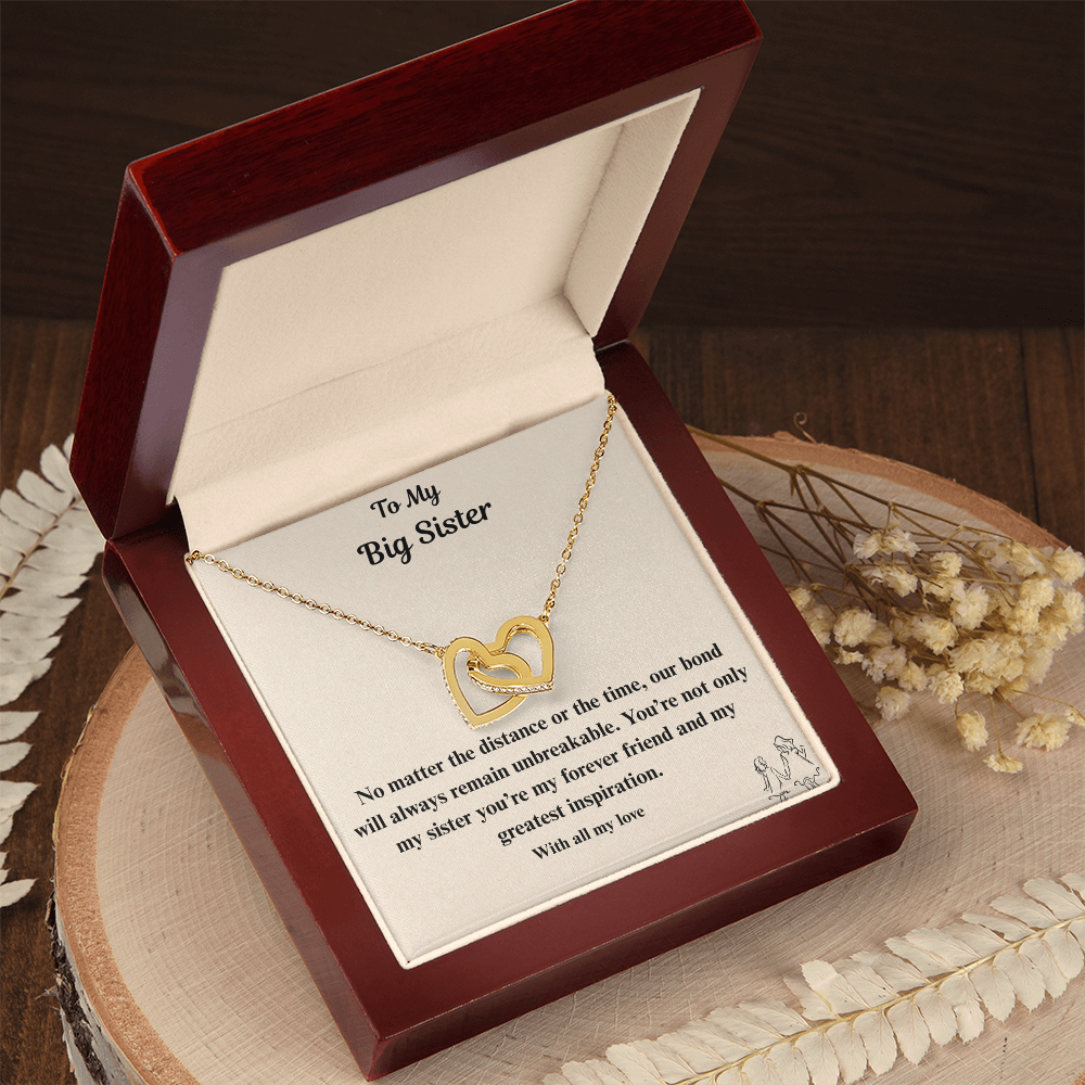 To My Big Sister Interlocking Heart Necklace