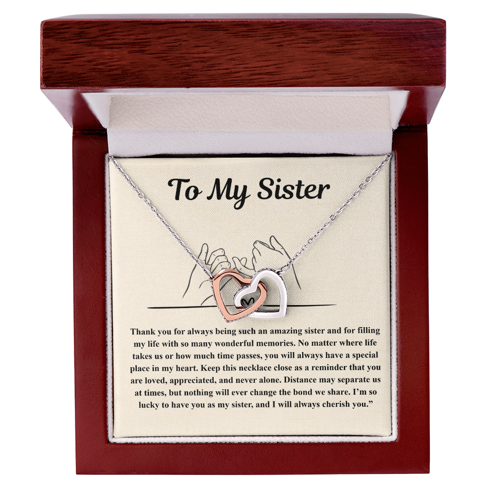 To My Sister Interlocked Hearts Personalised Gift Set