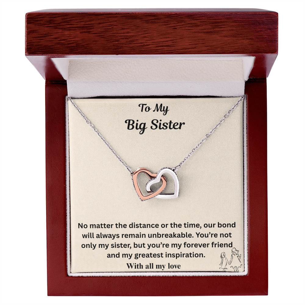 To My Big Sister Interlocking Heart Necklace