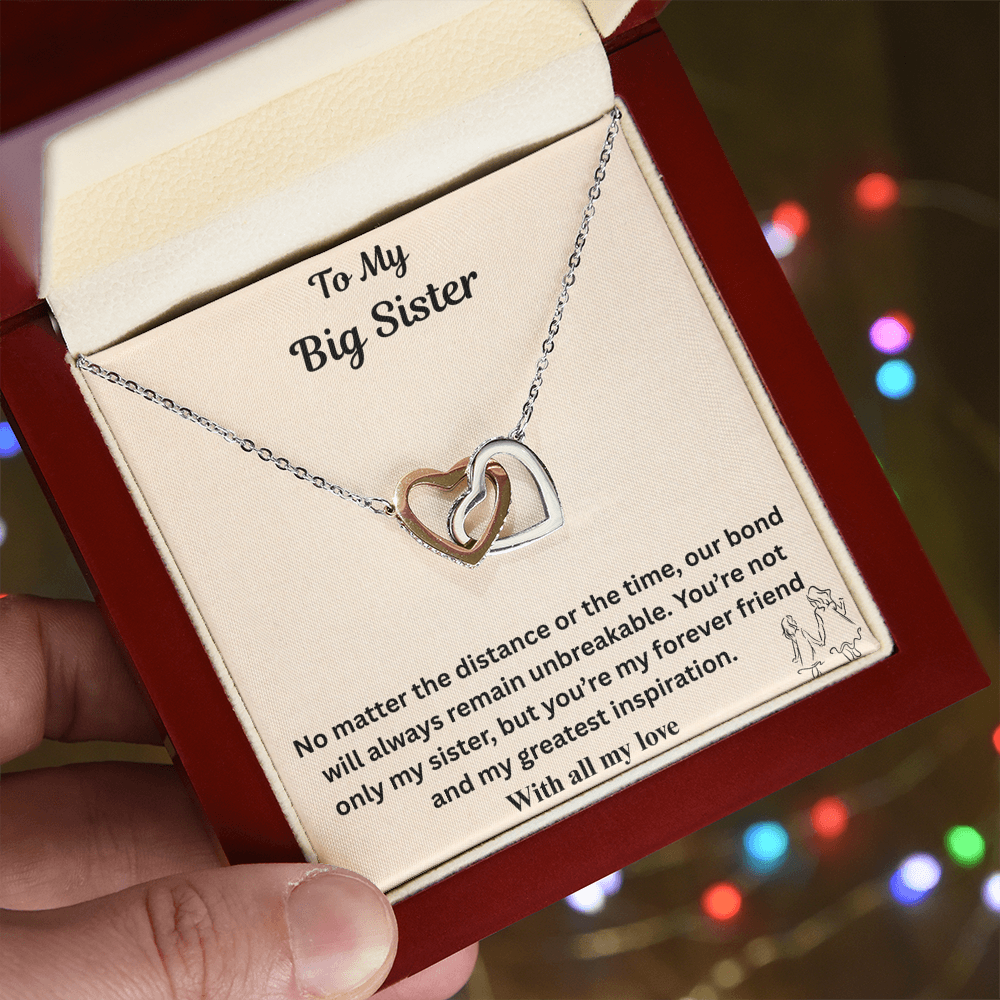 To My Big Sister Interlocking Heart Necklace