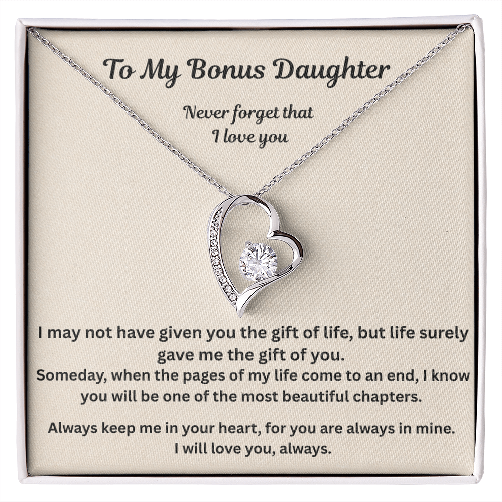 To My Bonus Daughter Never Forget that I love you  forever love necklace