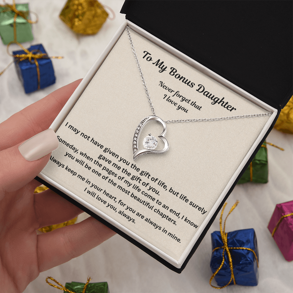 To My Bonus Daughter Never Forget that I love you  forever love necklace