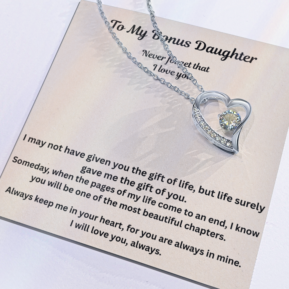 To My Bonus Daughter Never Forget that I love you  forever love necklace