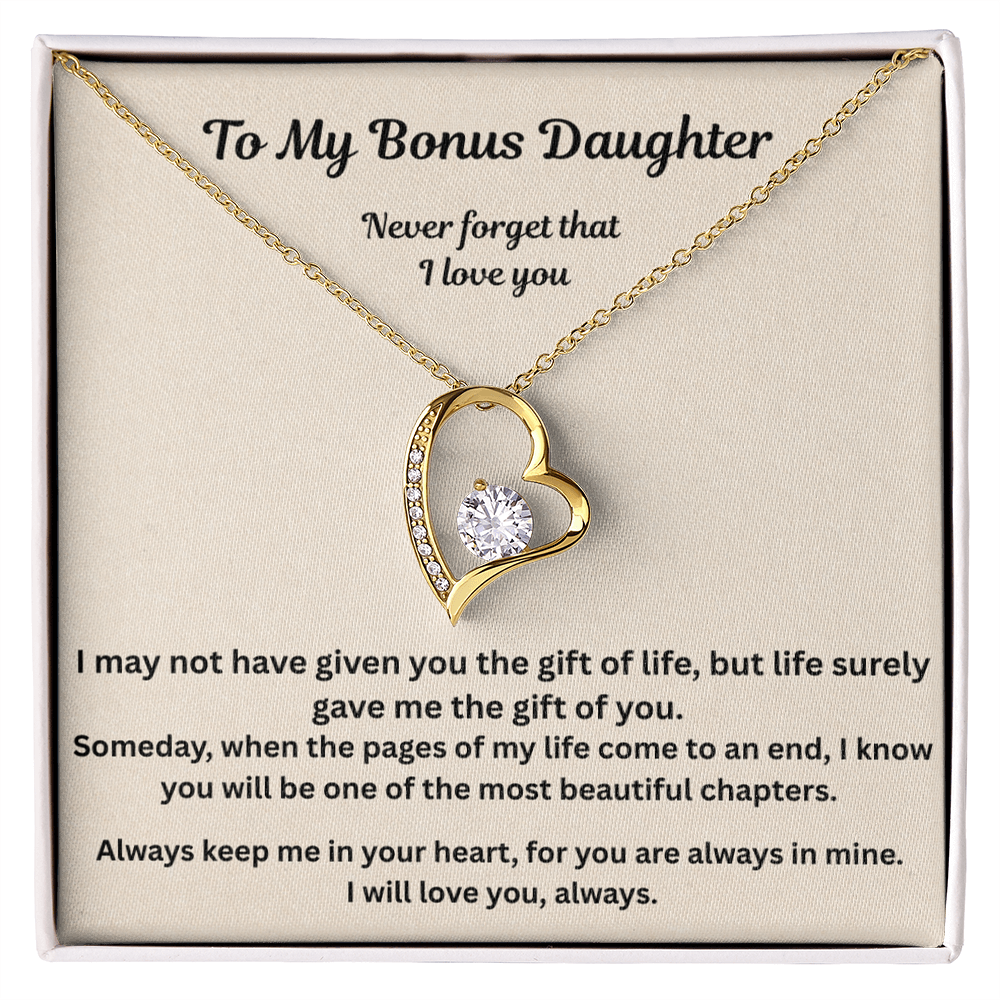 To My Bonus Daughter Never Forget that I love you  forever love necklace