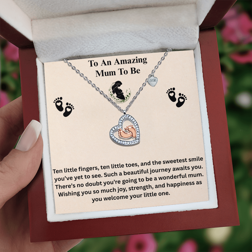 To An  Amazing  Mum To Be baby feet necklace