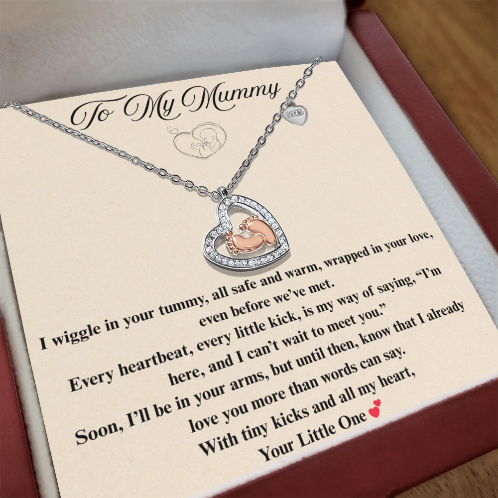 To My Mummy Baby feet Heart Necklace Gift Set Expecting mum’s