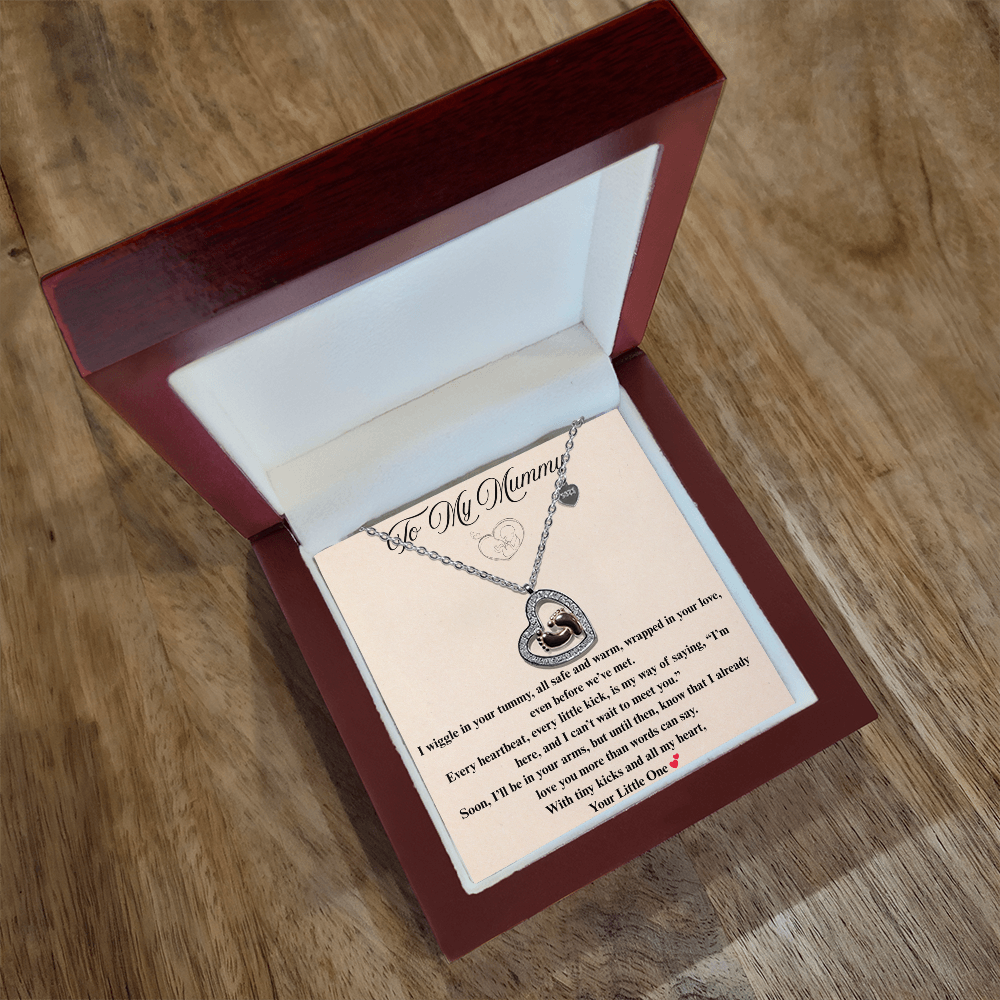 To My Mummy Baby feet Heart Necklace Gift Set Expecting mum’s