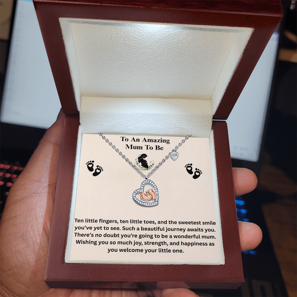 To An  Amazing  Mum To Be baby feet necklace