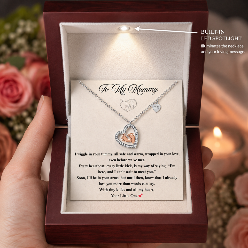 To My Mummy Baby feet Heart Necklace Gift Set Expecting mum’s