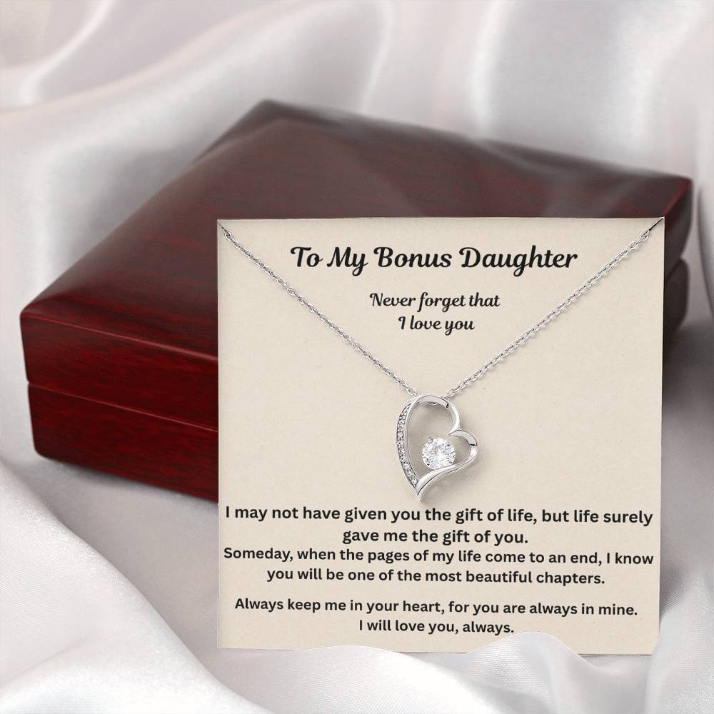 To My Bonus Daughter Never Forget that I love you  forever love necklace