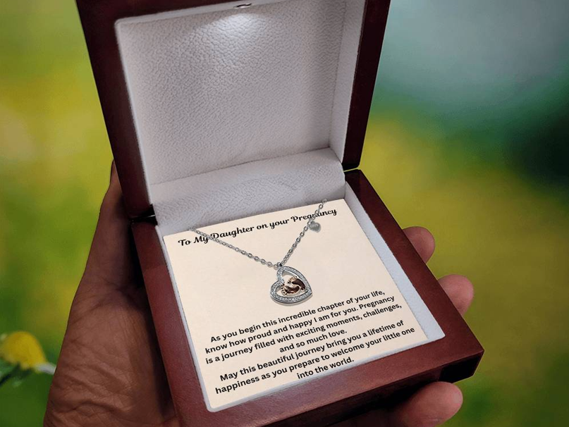 To My Daughter on your Pregnancy baby feet necklace
