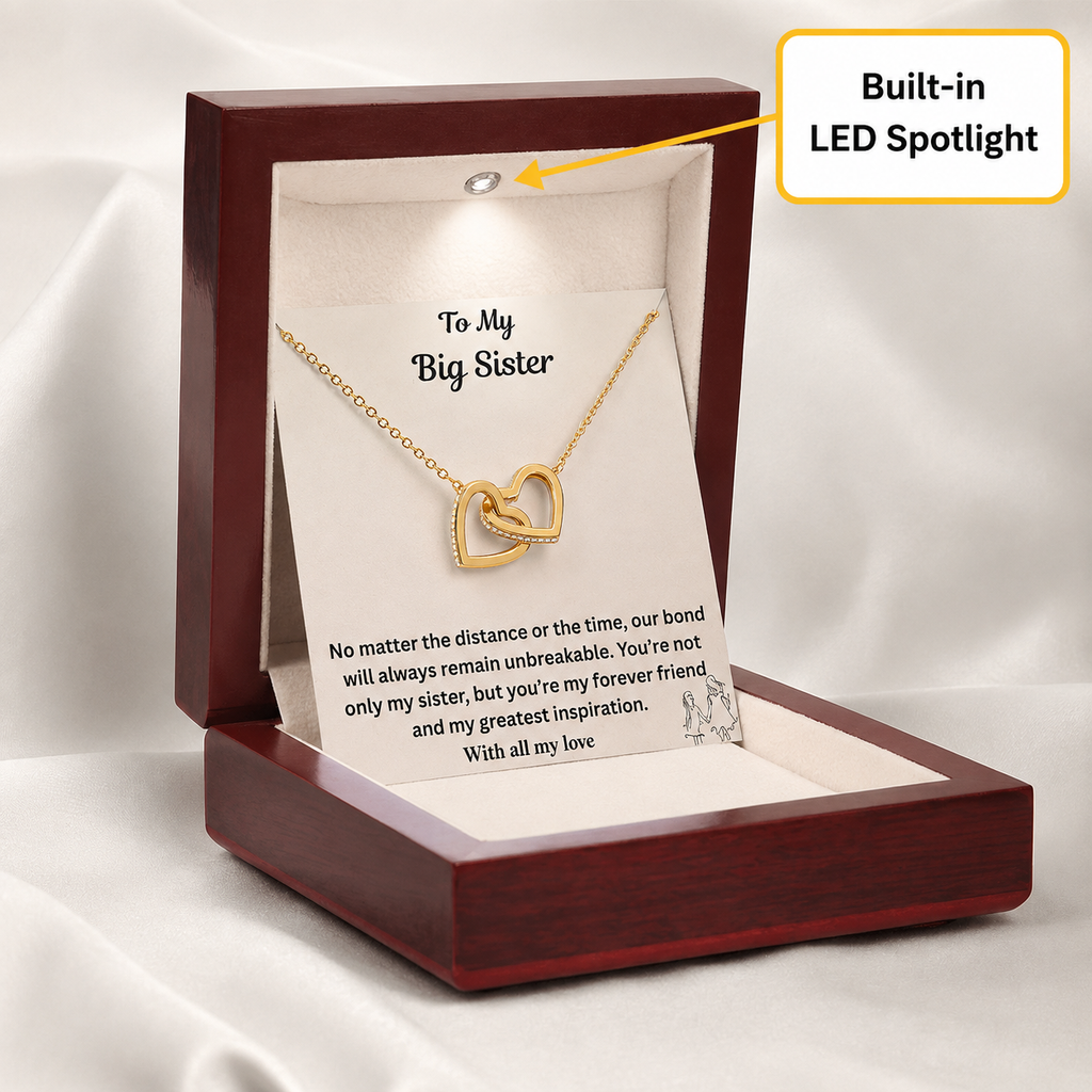 To My Big Sister Interlocking Heart Necklace
