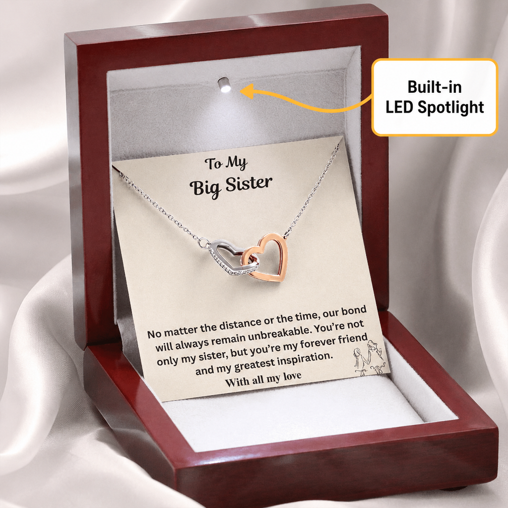 To My Big Sister Interlocking Heart Necklace